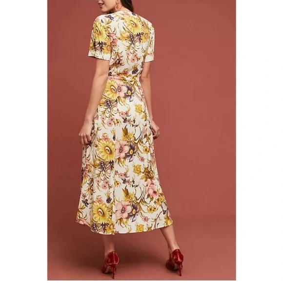 Anthropologie tiny wrap sunflower dress - Picture 2 of 11